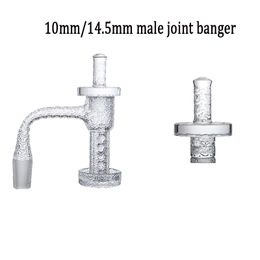 Quartz Banger Nails Sandblasting Seamless Smoking Banger Beveled Edge BangerS 10mm 14mm Male Joint Terp Slurper Set With Cap And Pill Full Weld Sandblasted