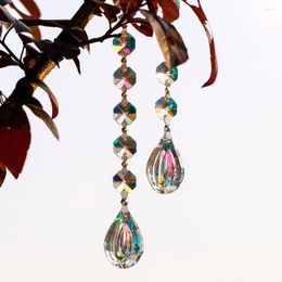 Garden Decorations H&D 5PCS Hanging Crystal Lamp Prism Parts Pendant 38mm Loquat Shape With Octagon Bead 7-Inches Long
