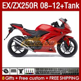 & Tank Injection Fairings For KAWASAKI NINJA ZX250 EX250 R 2008-2012 163No.132 EX ZX 250R EX250R ZX250R 2008 2009 2010 2011 2012 ZX-250R 08 09 10 11 12 Fairing red glossy blk