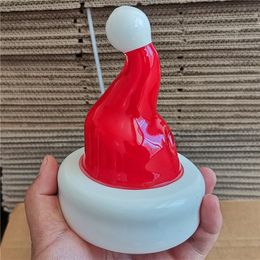 Glass Water Bong Dab Rig Christmas Hat Hookah Gift 10MM Dewar Female Joint Red White Pipe Bongs Borocilicate Mini Rig Perc Craftbong