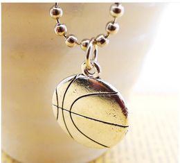Fashion Alloy Volleyball Football Hip Hop Necklace Antique Silver Jewelry Sweater Chain Necklace Pendant