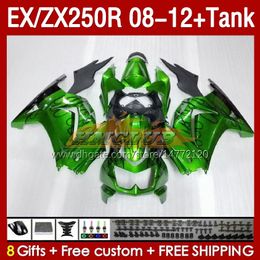 Fairings & Tank OEM For KAWASAKI NINJA ZX250R EX250R 08 09 10 11 12 ZX250 EX250 R 163No.50 ZX-250R 2008 2009 2010 2011 2012 EX ZX 250R 08-12 Injection Fairing green stock