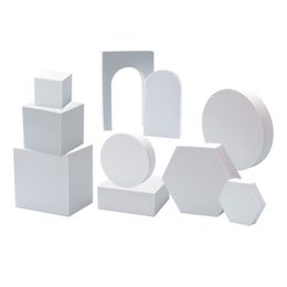 Background Material 10pcs/set Multi Shapes Foam Studio Pography Prop Geometric Cube Jewellery Display Posing Solid Shooting Riser Stand 221017