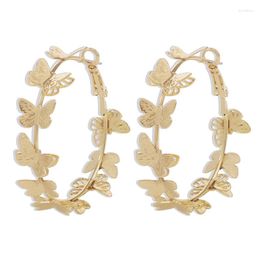 Hoop Earrings Butterflies Earring For Women Exaggerated Creative Gold Circle Ear Rings Fashion Jewellery Accessories Hoops Girls