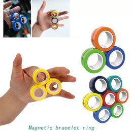 Decompression toy Anti-Stress Finger Magnetic Rings For Autism ADHD Anxiety Relief Focus Kids Decompression Fingertip Toys Magic Ring Props ZM1017