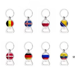 2 In 1 Football Bottle Opener Keychain Qatar World Cup Flag Mini Easy Can Opener Beer Ring Wine Jar Openers JNB16445