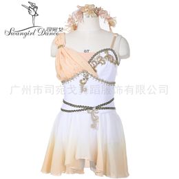 Orange Chiffon Girl Ballet Tutu Dress Ballerina Costume Custom Made Cupid Variation BT4154B