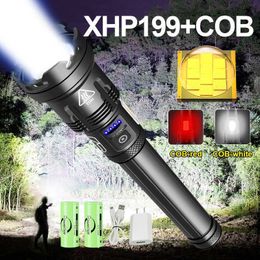 Newest Flashlights Torches XHP199 High Power LED Ultra Powerful Led Torch Lights XHP160 Rechargeable Tactical Flashlight Hunting Lantern L221014