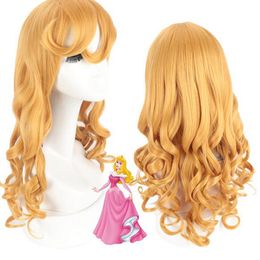 2022 Charming Synthetic Popular gold long curly cosplay wig