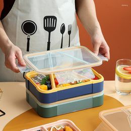Dinnerware Sets 3 Grids Microwave Oven Heated Lunch Box For Kids Women Kitchen Plastic Storage Container Portable Picnic Camping
