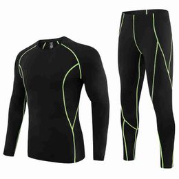 Men's Sleepwear Running Sets Thermal Men Compression Long Johns Underwear Autumn Winter Thin Tracksuit Fitness Legging Sports Suit T221017