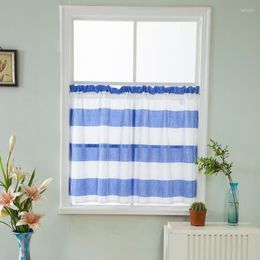 Curtain GY3008 Modern Striped Sheer Curtains Kitchen Cafe Short Tulle Roman Rod Pocket Ready Made Gray Drapes