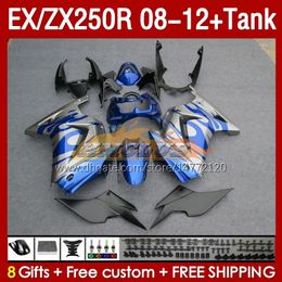 Injection Fairings & Tank For KAWASAKI NINJA EX250R ZX250R 2008 2009 2010 2011 2012 ZX250 EX250 R 163No.100 ZX-250R 08-12 EX ZX 250R 08 09 10 11 12 OEM Fairing blue glossy