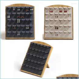 Jewellery Pouches Bags Jewellery Pouches Bags Fashion Bamboo Earring Display Rack Organiser Stand Ear Stud Collection Storage Holder Fo Dhioa