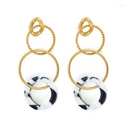 Hoop Earrings Winter Acrylic For Women Fashion Geometric Stainless Steel Gold Plated Earring Brincos Female Jewellery