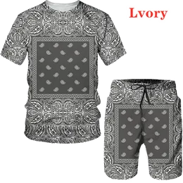 New 3D Printed T-shirt and Shorts Bandana Pattern Summer Men's Casual Sports Suit Tracksuit Men Plus Size S-6XL 008