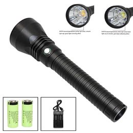 Flashlights Torches Super Brightness XHP70.2 LED Yellow/White Light 4000 Lumens Diving Flashlight Tactical 26650 Torch Underwater 100M Waterproof L221014