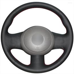 Steering Wheel Covers Car Accessories Hand Sew Black Top Layer Leather Comfortable Cover For March Sunny Versa 2013 Almera