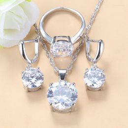 Necklace Earrings Set Fashion Women Accessories 925 Mark Wedding White Stone And Classic Bridal-Bridesmaid Jewellery