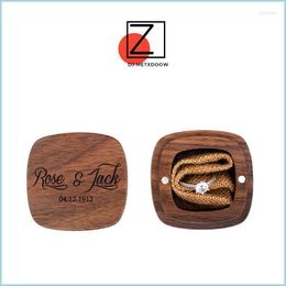 Jewelry Pouches Bags Jewelry Pouches Bags Personalized Wooden Ring Rustic Wedding Wood Box Holder Customized Engagement Creative Pe Dhuxr