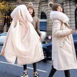 Women's Trench Coats Winter Jacket Parkas Women's Long Hooded Fur Collar Thick Warm Jackets Women