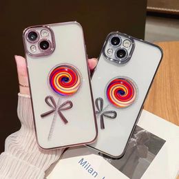 New Rainbow Lollipop phone cases for iPhone 13 12 11 Pro max 14 12Pro 13Pro 13Promax Stereo 3D transparent Angel Eye Glitter transparent soft case