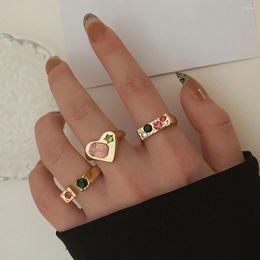 Wedding Rings Fashion Metal Set Vintage Alloy Heart Crystal Women Girls Party Jewelry Wholesale Engagement Gift For Girl