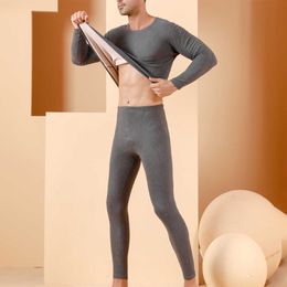 Men's Sleepwear Men'S Thermal Underwear Winter Thick Thermo Ultra-Soft Fleece Lined Thermal Top Bottom Long John Clothes Set Ropa Undershirt T221017