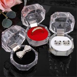 Jewellery Pouches Acrylic Transparent Ring Earring Box Wedding Packaging Storage Display Organiser Gift Package Carrying Case Mini
