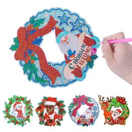 Christmas Decorations 5D DIY Spot Drill Diamond Crystal Wreath Kits Mosaic Art Craft Rhinestone Drawing Garland Door Wall Hanging Decoration