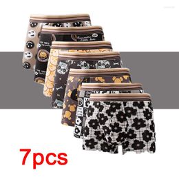 Underpants 7pcs/set Boxers Male Panties Man Underwear Shorts Cartoon Breathable Men's Sexy Men Comfortable Plus Size