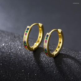 Hoop Earrings Punk Multicolor Rhinestone Metal Earring For Women Vintage Party Birthday Fine Jewellery
