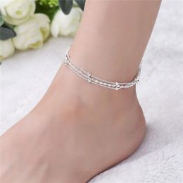 Anklets 2022 Fashion 925 Sterling Silver Ankle Bracelet Elegant Twisted Weave Chain For Women Jewelry Girl Gift
