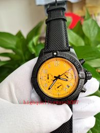 shape watches for men Watch New Version Men's Fashion Wristwatches VK Quartz Chronograph Working 47mm Yellow Dial Nylon strap Excellent Wristwatches