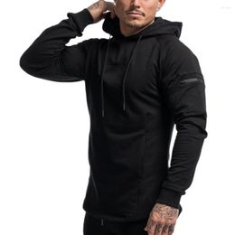 Men's Hoodies Black Casual Men Cotton Sweatshirt Gym Fitness Workout Pullover Autumn Male Slim Hooded Jackets Tops Outerwear Clothing
