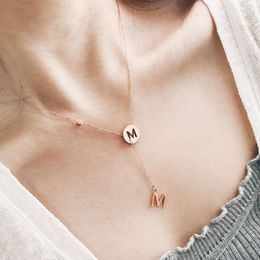 Pendant Necklaces YUN RUO 2022 Rose Gold Color Letters Necklace Can Adjusted Fashion Titanium Steel Woman Jewelry Prevent Fade &