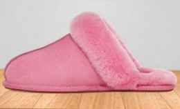 Pantofola da donna con suola sottile in pelliccia, soffici pantofole con plateau rosa nero, cursori con fondo sottile per interni