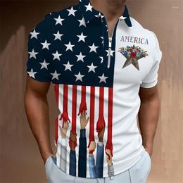 Men's Polos Brand Men's Polo Shirt High Quality Men American Flag 3D Brands de manga curta de verão Mens camisas tamanho 5xl