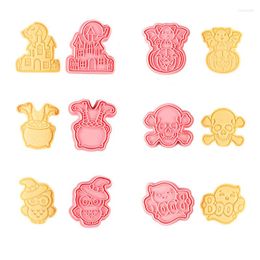 Baking Moulds 6pcs Halloween Cookie Cutter Set Plastic DIY 3D Mould Cake Cartoon Biscuit Christmas Decoration Tool