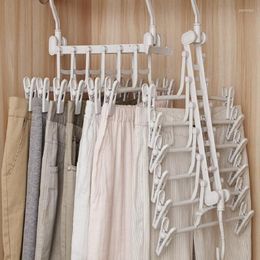 Hangers & Racks Multi - Function Double Hook Magic Pants Rack Adjustable Rotating Folding Layer Clothes Hanger Storage Skid Support