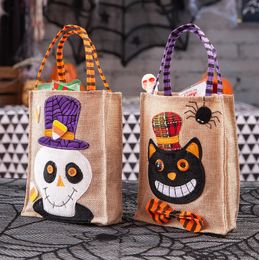 Halloween Pattern Linen Bags Festive Party Supplies Gift Bag Decoration Candy Bag Christmas Decorations For Home