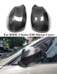 Carbon Fiber Side Wing Mirror Cover Caps for BMW 3 Series E90 320 325 330i Car Rearview Covers Auto Accessories