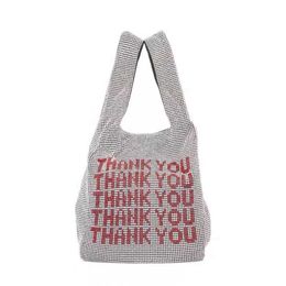 Shoulder Bags Famous Brand Sequins Evening Women Small Tote Crystal Bling Fashion Girls Purses And Handbags Thank You Glitter Clutch 221017