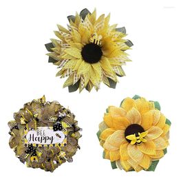 Decorative Flowers Sunflower Daisy Wreath Indoor Outdoor Home Decor Artificial Front Door Yellow Wedding Window Wall