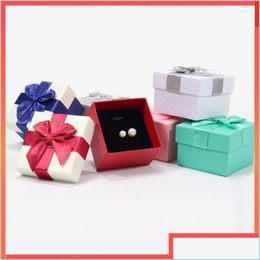 Jewellery Pouches Bags Jewellery Pouches Bags Ring Earring Necklace Present Gift Box 7X7X5Cm Mini Mticolor Bowknot Boxes Storage Cases Dhtfj