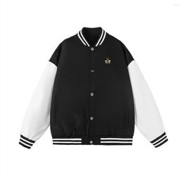 Men's Jackets Mens Jacket Baseball Uniform Christian Bee Embroidered Logo Cotton Long Sleeve Boy Coat Streetwear Trendy Bomber