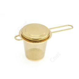 Stainless Steel Gold Tea Strainer Folding Foldable Tea Infuser Basket for Teapot Cup Teaware 500pcs DAC504