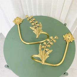 Home Decor A Pair Bell Orchid Brass Curtain Hooks Gold Window Buckles Room Decorative Wall Storage Hanger