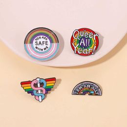 rainbow series brooch badge metal jewelry snake color flag color english round accessories