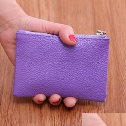 Storage Bags Mini Wallet Pure Colour Simply Pu Leather Key Pocket Card Coin Storage Bags Men And Women Unisex 4 95Jj E1 Drop Delivery Dhppk